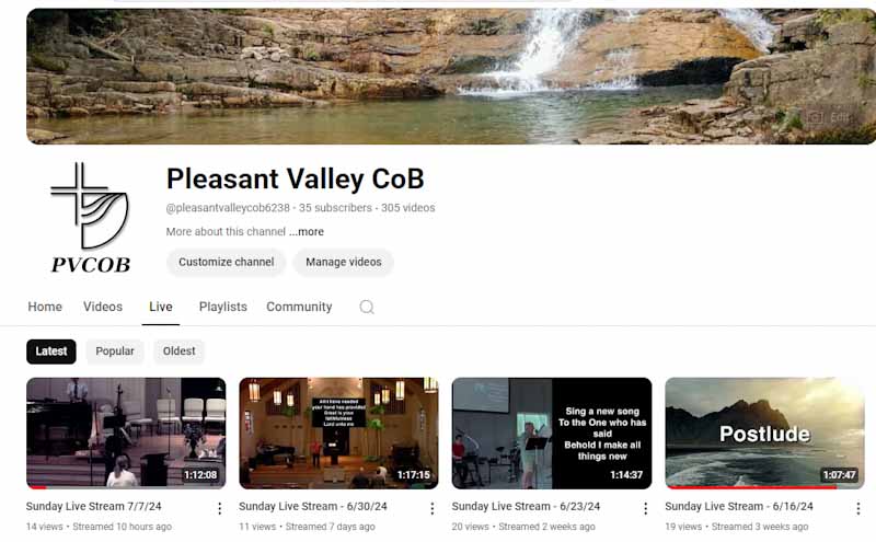 Image of PVCOB YouTube Channel